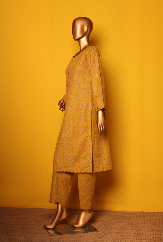 Khaddar Co ords 2 Piece Stitched KC-09 - Mustard - Ready To Wear