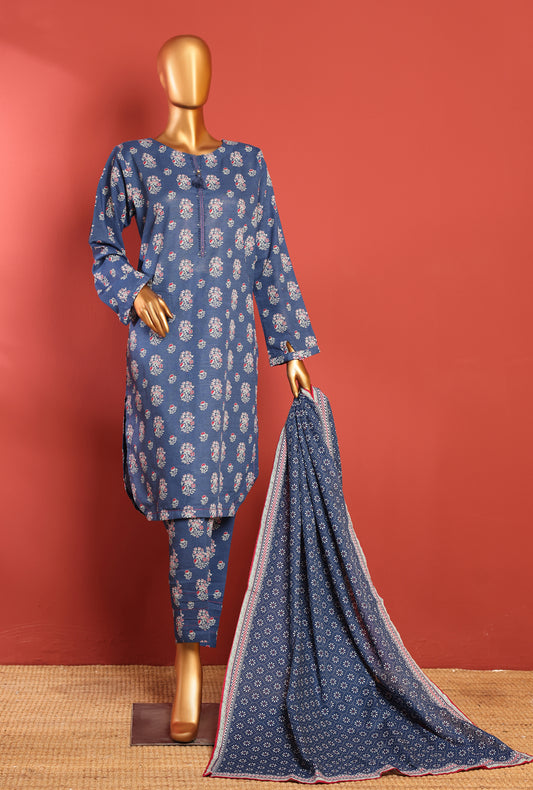 Khaddar Prints Stitched 3 Piece Suit PKP-101B - Ready to Wear