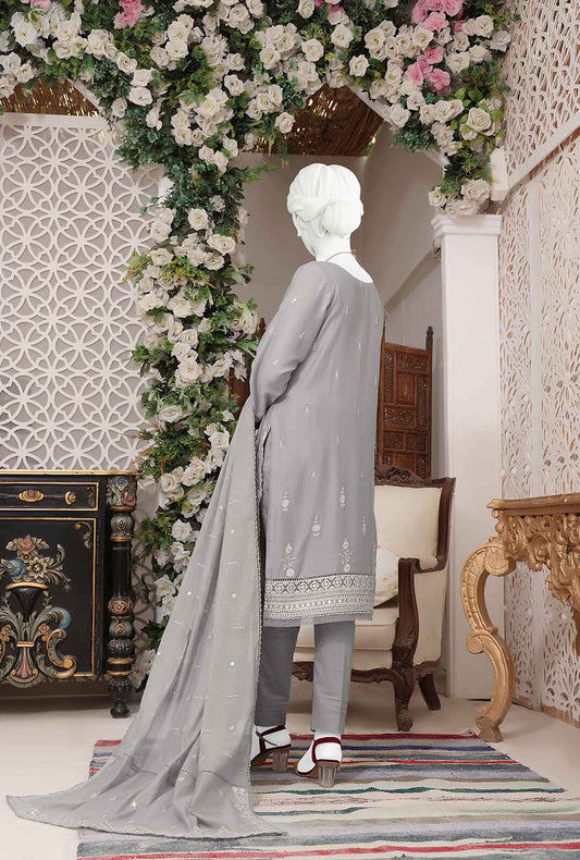HZ Textiles Embroidered Cotton Dobby Collection 3 Piece Stitched 5B-Grey- Ready To Wear