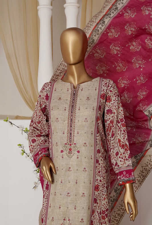 HZ Textiles Khaddar Embroidered Unstitched 3 Piece Suit PKP-19 - Winter Collection