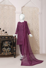 HZ Textiles Embroidered Cotton Dobby Collection 3 Piece Stitched 5B-Purple- Ready To Wear