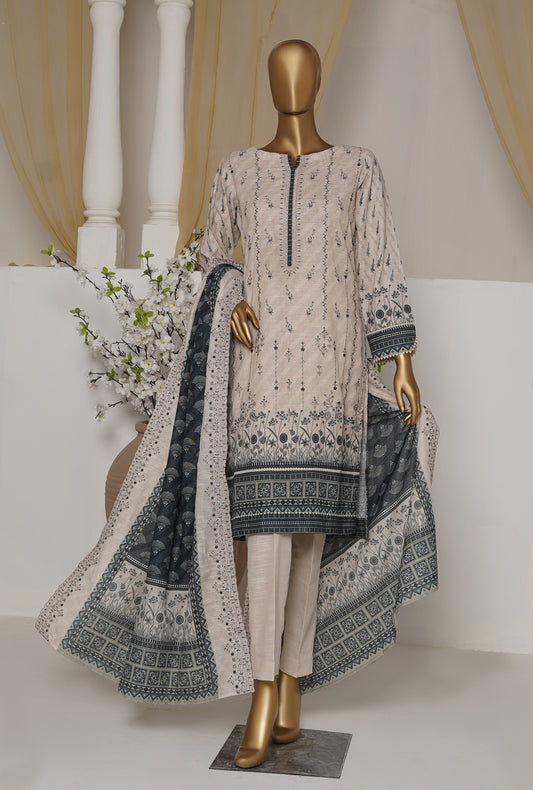 HZ Textiles Khaddar Embroidered Unstitched 3 Piece Suit PKP-08 - Winter Collection