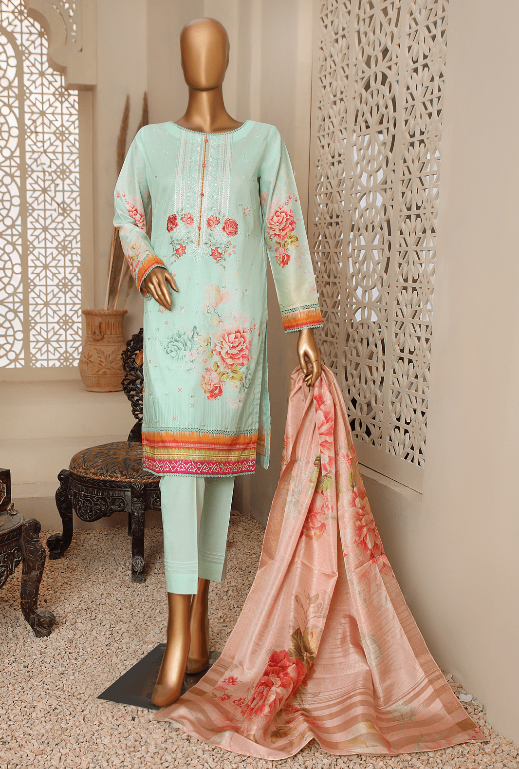 Organic Embroidered Collection by HZ Textile 3 Piece Lawn Suit OCE 18401- Summer Collection