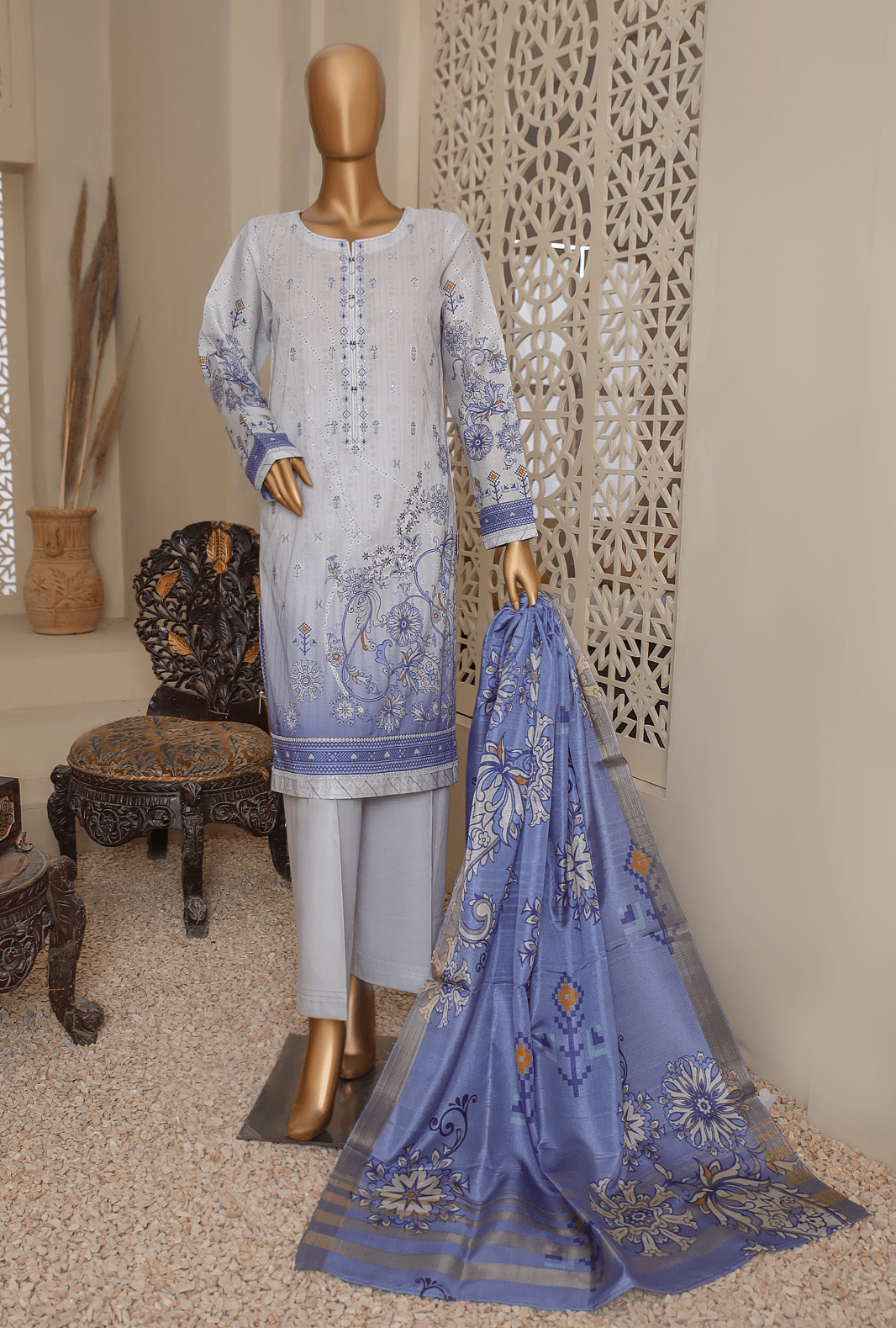 Organic Embroidered Collection by HZ Textile 3 Piece Lawn Suit OCE 18405- Summer Collection