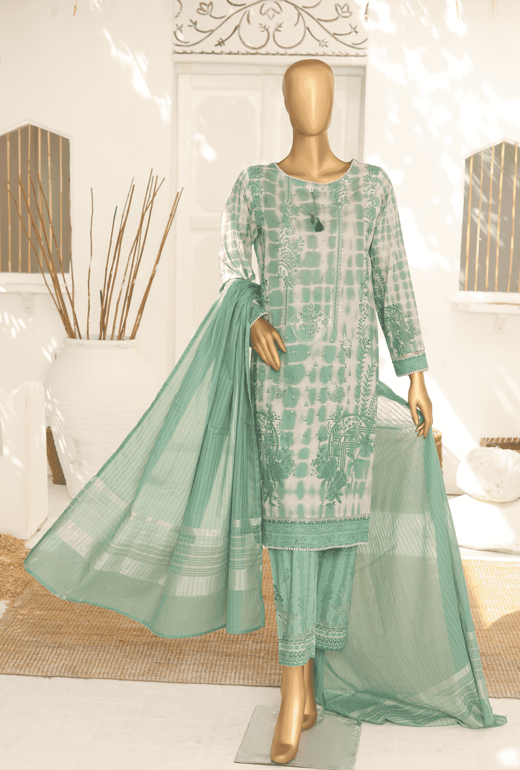 Vital Glam Embroidered Collection by HZ Textile 3 Piece Lawn Suit Unstitched VGE-45- Summer Collection