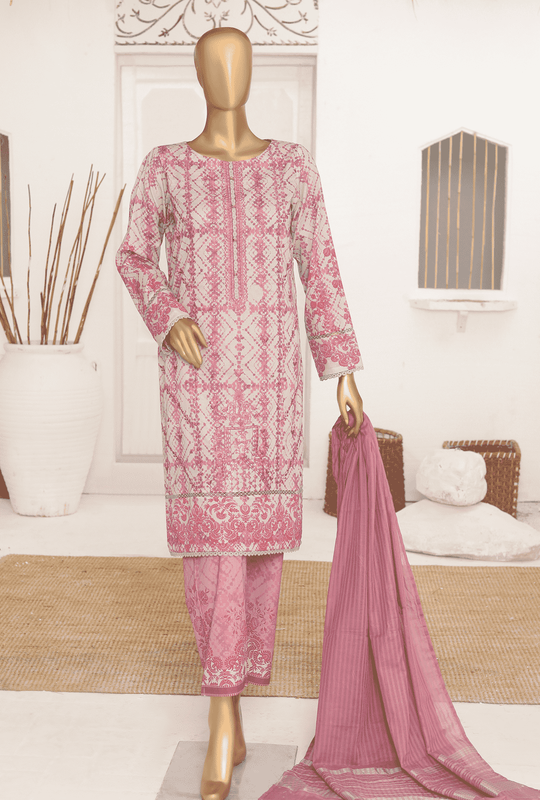 Vital Glam Embroidered Collection by HZ Textile 3 Piece Lawn Suit Unstitched VGE-47- Summer Collection