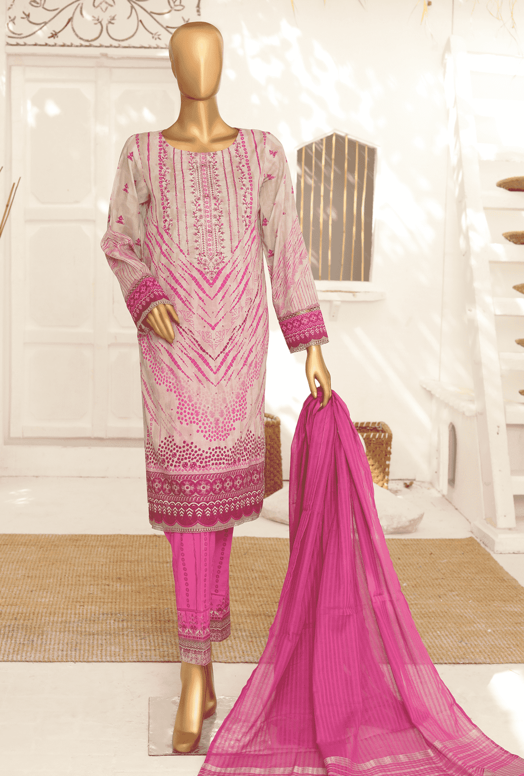 Vital Glam Embroidered Collection by HZ Textile 3 Piece Lawn Suit Unstitched VGE-49- Summer Collection