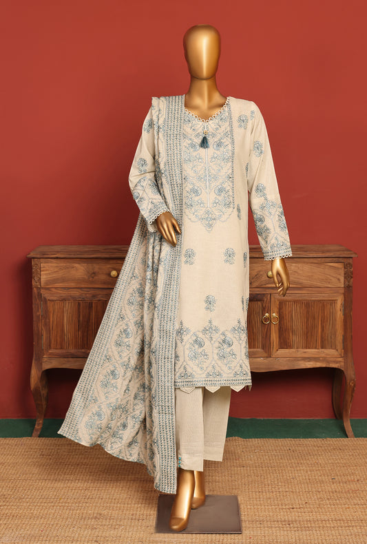 Karandi Embroidered Collection Unstitched 3 Piece Suit KSC-01- Winter Collection